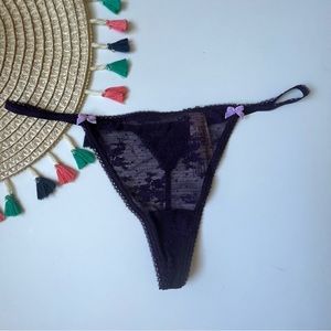 Victoria's Secret Stretch Cotton V-String Panty Gothic Purple Large NEW